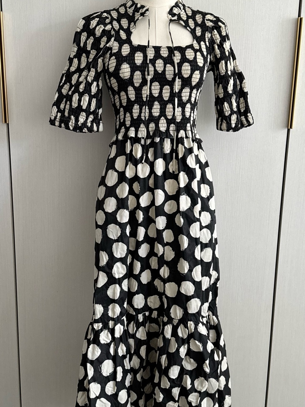 Sea New York Black and White Polka Dot Maxi Dress